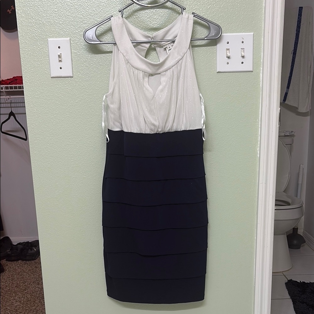 Enfocus Studio Cream Sheath Halter Dress